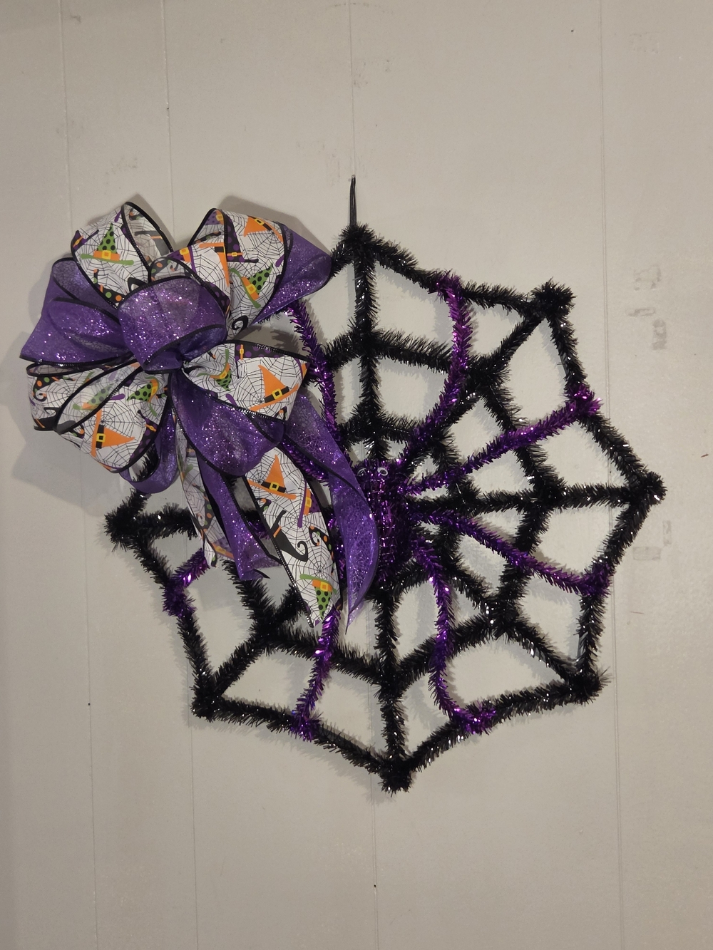 Purple & Black Spider Web Hanging Decor